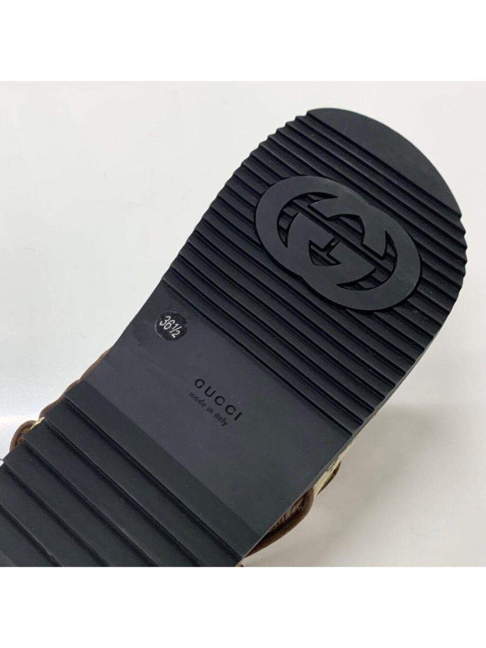 Gucci GG Marmont Canvas Double Strap Sandals Beige - Picture 8 of 10